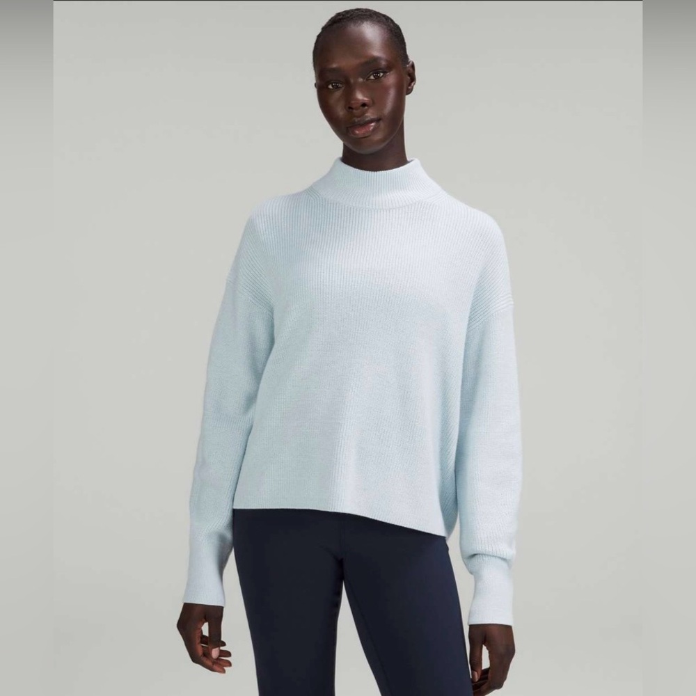 Lululemon | Merino Wool-Blend Ribbed Turtleneck Sweater | Powder Blue | Size 12